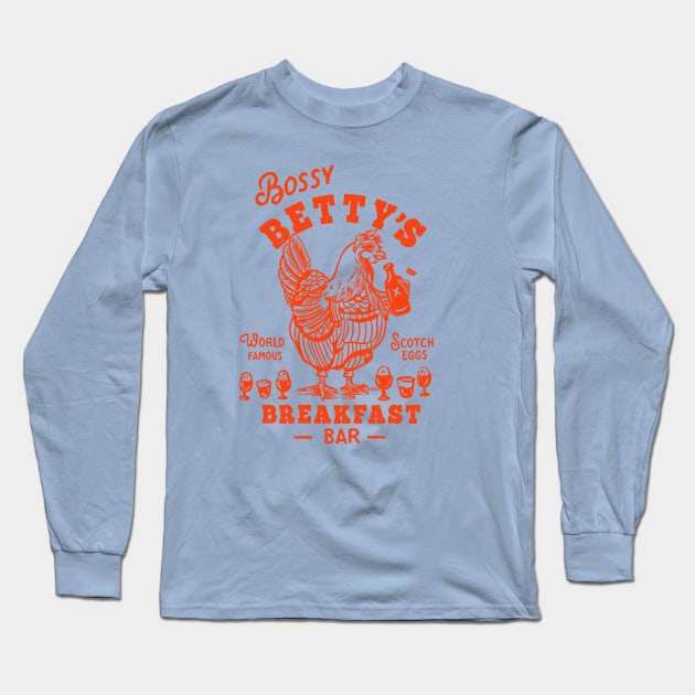 "Bossy Betty's Breakfast Bar" Cute Retro Diner Design Long Sleeve T-Shirt by The Whiskey Ginger